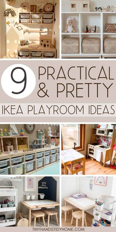 9 IKEA Playroom Ideas for Kids: Brilliant Design Ideas and Storage Solutions Big Truck Storage Kids Rooms, Trofast Ikea Kids, Toy Storage Ideas For Living Room, Ikea Trofast Playroom, Ikea Playroom Storage, Ikea Kallax Playroom, Ikea Playroom Ideas, Trofast Playroom, Ikea Toddler Room