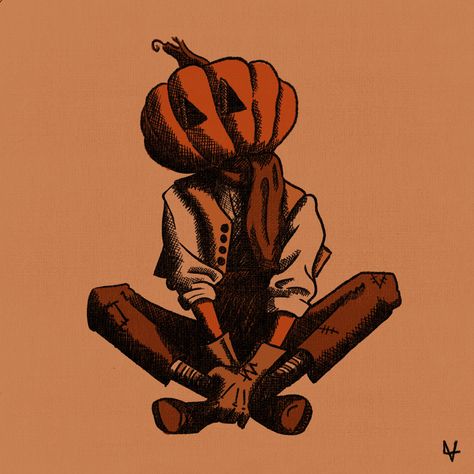 Pumpkin Head Character Art, Pumpkin Guy Drawing, Pumpkin Man Art, Jack Pumpkin Head, Holding A Pumpkin Reference, Pumpkin Head Illustration, Pumpkin Person Art, Pumpkin Head Design, Pumpkin Person Drawing