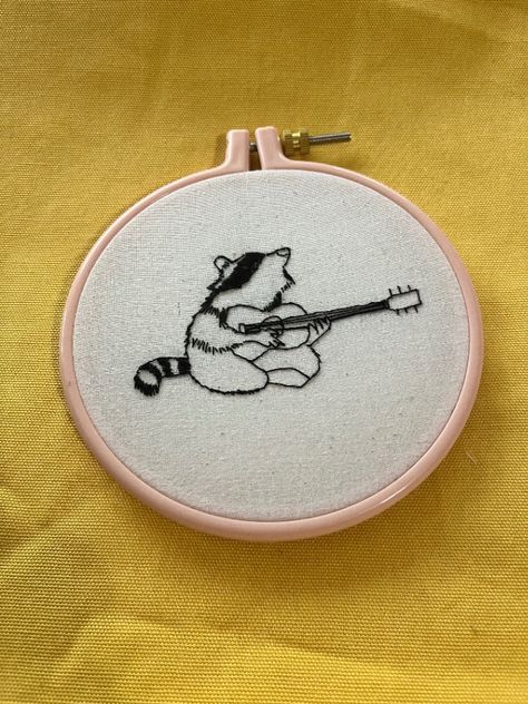 US$18.00 Musical Racoon Raccoon Hands, Playing The Guitar, Embroidery Stitches Tutorial, Embroidery Flowers Pattern, Simple Embroidery, Racoon, Beautiful Tattoos, Getting Things Done, Embroidery Flowers