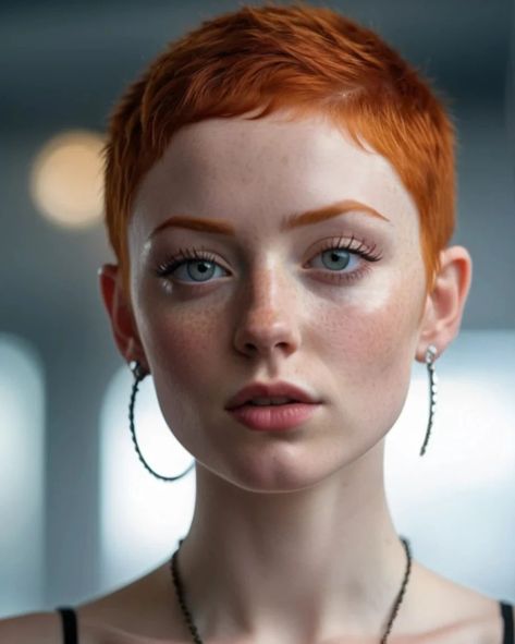 Orange Short Hair, Pixie Red Hair, Ginger Pixie Cut, Pixie 2024, Shaved Bob, Super Short Haircuts, Cool Hairstyles For Girls, Fresh Haircut, Short Shaved Hairstyles