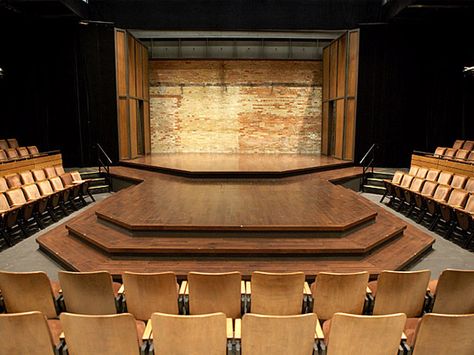 Thrust Stage Design, Wooden Stage Design, Thrust Theatre, Stage Interior Design, Theater Stage Design, Thrust Stage, Wood Stage, Theater Room Ideas, Performance Theatre