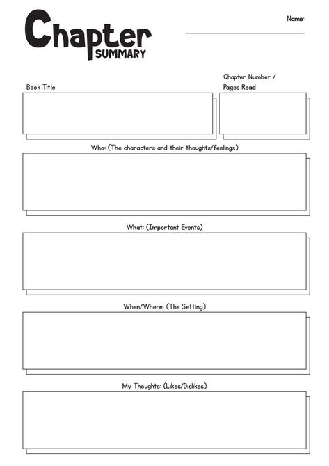 Make sure to fill out the chapter reading summary worksheets after each reading session to strengthen your comprehension and retention of the material. Increase your learning efficiency by actively engaging with the content through these worksheets. Let's enhance our understanding by utilizing these chapter reading summary worksheets after every reading session. #studytools #readingcomprehension #academicresources #chapterreadingsummary Reading Summary Worksheet, Chapter Summary Template, Graphic Organizer For Reading, 1st Grade Books, Summary Template, Writing Graphic Organizers, Reading Log Printable, Book Review Template, Scientific Thinking