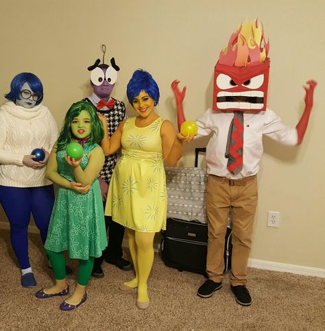 Inside Out Movie Costumes, Disney Inside Out Costumes, Inside Out Float Ideas, Joy From Inside Out Costume, Inside Out Outfits, Diy Inside Out Halloween Costumes, Inside Out Trunk Or Treat Ideas For Cars, Inside Out Halloween Trunk Or Treat, Inside Out Dress Up