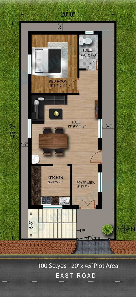 East Facing House Plans For 20x30 Site 071 900 Sq Ft House, 800 Sq Ft House, 20x40 House Plans, Housing Design, Indian House Plans, Little House Plans, Free House Plans, Building Plans House, Duplex House Plans