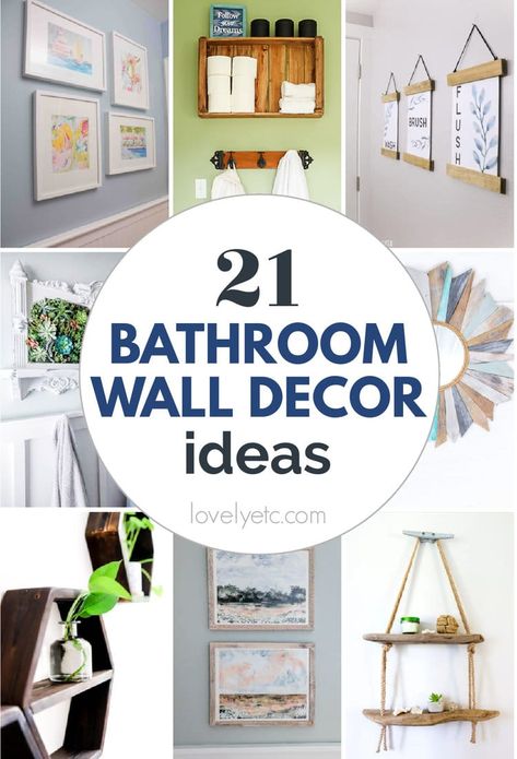 Wall art can make a huge difference in how pulled together your bathroom looks. But choosing wall art that looks appropriate in a bathroom can be tough. I'm sharing 21 bathroom wall decor ideas for all styles of bathrooms. Bathroom Wall Art Ideas, Kids Shared Bathroom, Pictures For Bathroom Walls, Bathroom Wall Decor Ideas, Bathroom Art Printables, Rustic Bathroom Shelves, Decorating Bathroom, Wall Art Ideas, Diy Bathroom Remodel