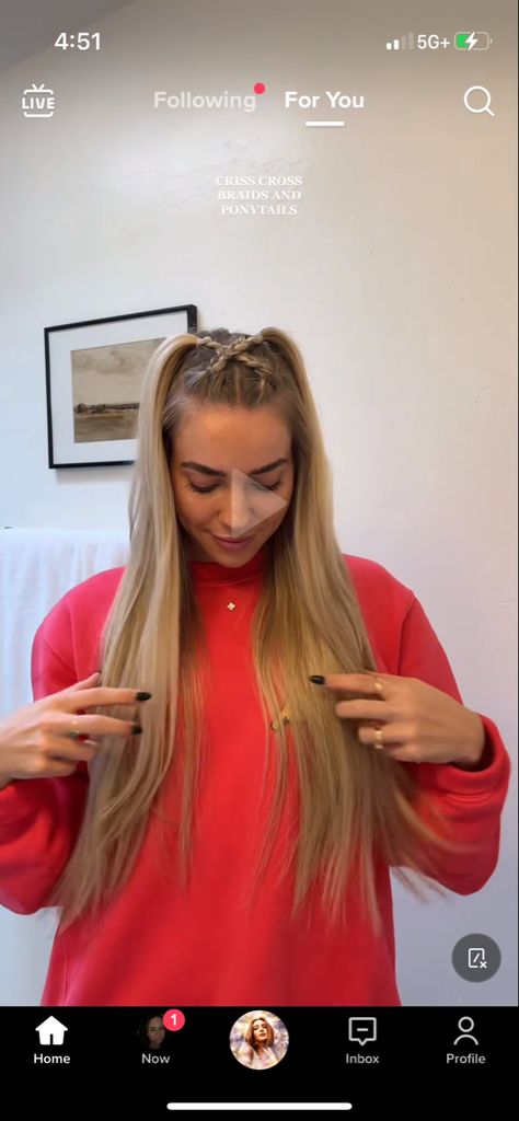 Cross Ponytail Hairstyles, Cross Cross Ponytail, Criss Cross Braided Ponytail, Crisscross Ponytails, Cross Braids Hairstyles, Lax Hair, Criss Cross Braids, Track Hair, Criss Cross Ponytail