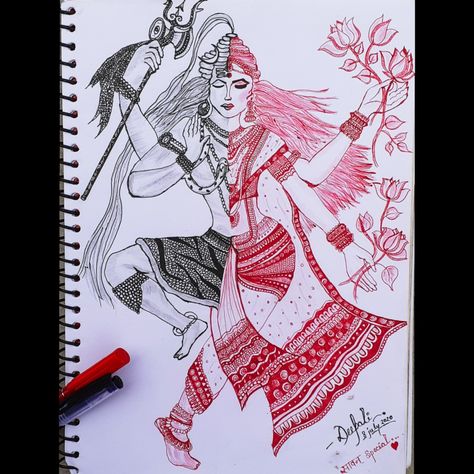 Ardhnarishwar pen, sawan special...art by me Ardhnarishwar Sketch, Ardhnarishwar Painting, Shiva Family, Sketches Pencil, Mandala Art Therapy, Art Photography Portrait, Beautiful Art Paintings, Art Sketches Pencil, Mandala Art Lesson