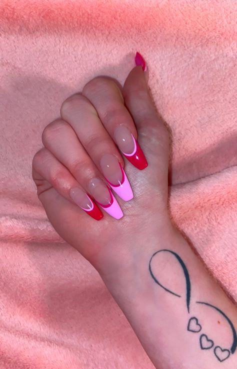 Dark Pink Acrylic Nails, Different Shades Of Pink Nails, Pink French Tip Acrylic Nails, Nails Pink French Tip, Nails Pink French, Nails Light Pink, Pink French Tip Nails, Pink French Tip, Natural Gel Nails