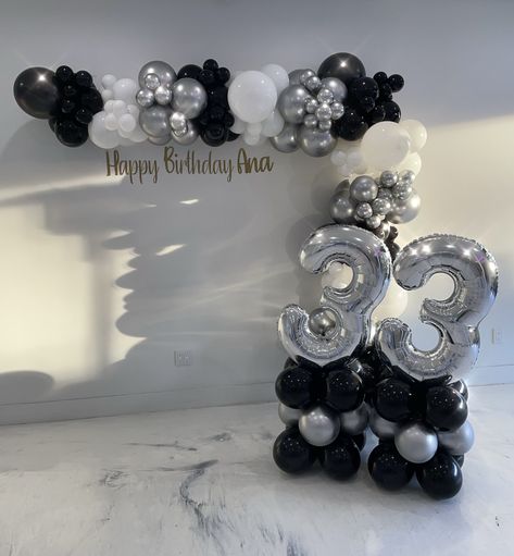 Black And Silver Balloon Garland, Silver Balloon Garland, Silver Balloon, Balloon Garland, Black And Silver, Balloon Decorations, Balloons, Silver, Black