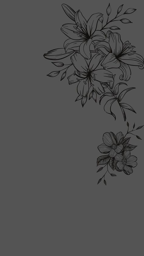 Phone Wallpaper, Grey, Flowers, White, Black