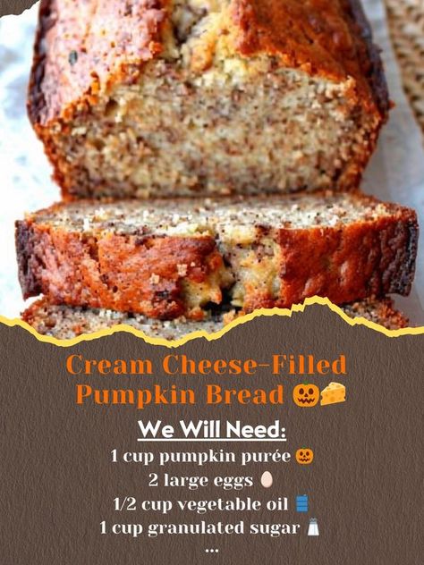 Easy Recipes | Cream Cheese-Filled Pumpkin Bread 🎃🧀 | Facebook Finger Knitting Projects, Finger Knitting, Cream Cheese Filling, Pumpkin Bread, Easy Recipes, Knitting Projects, Cream Cheese, Easy Meals, Bread