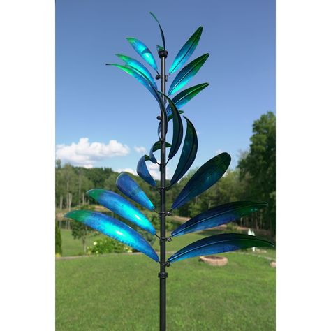 Grande Windswept Spinner, Purple - On Sale - Bed Bath & Beyond - 38405872 Betty Rocker, Wind Art, Purple Bedding, Wind Sculptures, Wind Turbines, Sculpture Garden, Kinetic Art, Kinetic Sculpture, Blue Feather