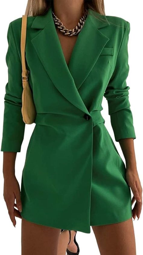 Dress With Blazer, Blazer Dress Outfits, Casual Attire For Women, Christmas Outfits Women, Elegant Blazers, Blazer Outfit, Mode Chic, Long Blazer, Business Outfit