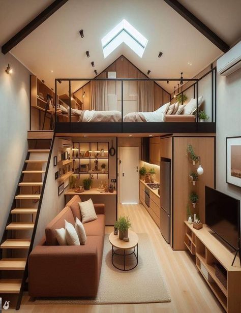 Mezzanine House, Tiny House Luxury, Loft Interior Design, Loft Interior, Modern Small House Design, Tiny House Loft, House Loft, Tiny House Community, Tiny House Inspiration