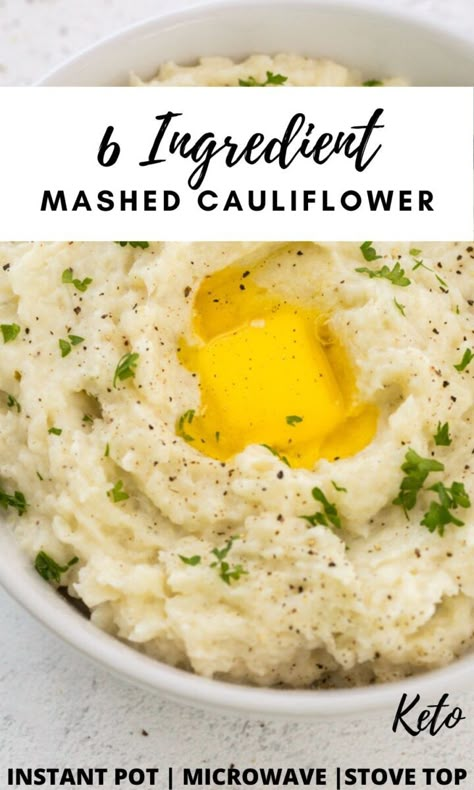 Vegan Mashed Cauliflower, Cauliflower Mashed Potatoes Recipe, Cheesy Mashed Cauliflower, Keto Mashed Cauliflower, Garlic Mashed Cauliflower, Mashed Cauliflower Recipe, Creamy Mashed Cauliflower, Keto Instant Pot Recipes, Cauliflower Mashed