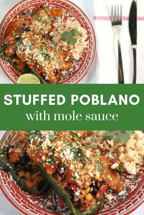 Vegetarian Mole Recipe, Entertainment Recipes, Poblano Peppers Recipes, Mole Recipe, Flavorful Rice, Mole Poblano, Unique Ingredients, Mole Sauce, Mexican Recipe