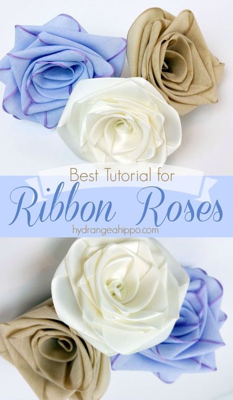 The best video tutorial for creating handmade ribbon roses from your favorite ribbons. Silk Ribbon Flowers Tutorial, Things To Do With Ribbon Crafts, How To Make Roses Out Of Fabric, Making Flowers Out Of Ribbon, Ribbon Craft Ideas, Making Roses Out Of Ribbon, How To Make Satin Roses, How To Make Roses Out Of Ribbon, How To Make Ribbon Flowers