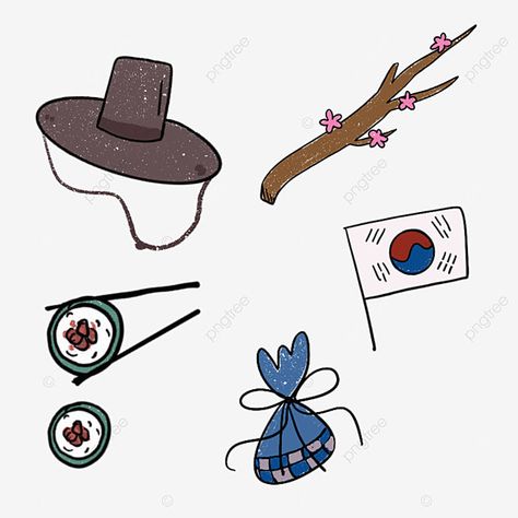 Korea Drawing, Korean Drawing, Journal Illustration, Background Traditional, Korean Illustration, Flag Drawing, Korean Flag, Collage Material, Korea Traditional