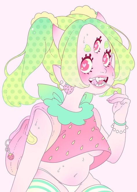 Pastel Gore, Pastel Goth Art, Goth Art, Cute Art Styles, Pastel Art, Monster Girl, Kawaii Drawings, Kawaii Art, Art Inspiration Drawing