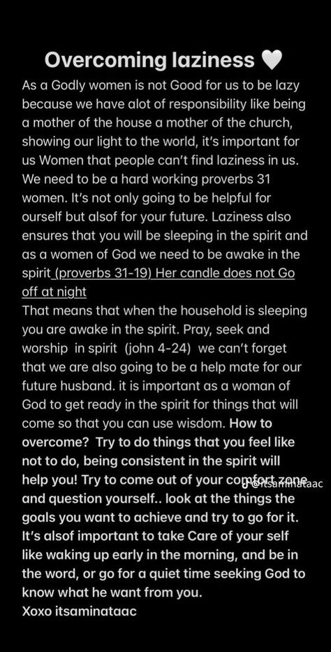 Overcoming Laziness Tips, Prayers For Women, Christian Tips, Overcome Laziness, Christian Woman Encouragement, How To Overcome Laziness, Women Tips, Motivational Bible Verses, Comforting Bible Verses