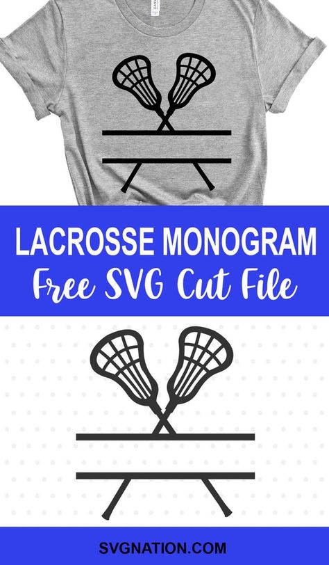 Free Lacrosse Monogram SVG File to use with your Cricut or Silhouette cutting machine. Design has crossed lacrosse sticks with a place to put your name. Lacrosse Svg, Lacrosse Workouts, Lacrosse Sweatshirt, Lacrosse Shirts, Lacrosse Boys, Lacrosse Gifts, Volleyball Shirts, Senior Night, Free Svg Files