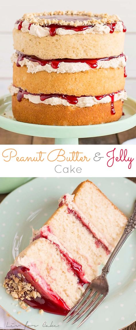 Peanut Butter And Jelly Cake Recipe, Peanut Butter Jelly Cake, Peanut Butter Cake, Cake Layers, Jelly Cake, Best Cake Recipes, Peanut Butter And Jelly, Peanut Butter Jelly, Köstliche Desserts