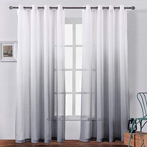 Faux Linen Sheer Curtains Voile Grommet Semi Sheer Curtains for Bedroom Living Room Grey Gradient. #ad #curtains #shopstyle Black Sheer Curtains, Gray Sheer Curtains, Linen Sheer Curtains, Ombre Shower Curtain, Semi Sheer Curtains, Sheer Linen Curtains, Curtains For Bedroom, Sheer Curtain Panels, Grey Curtains