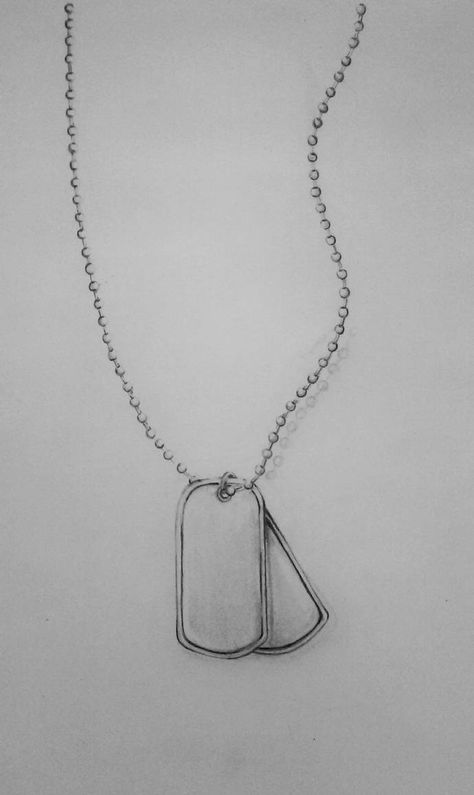 Dog Tags Tattoo For Women, Dog Tags Tattoo, Patch Sleeve, Army Drawing, Chain Tattoo, Necklace Drawing, Army Tattoos, Necklace Tattoo, Flower Tattoo Drawings