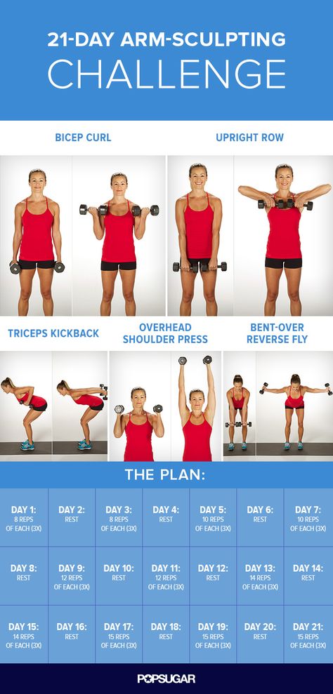 After following this 21-day arm plan, not only will your arms look toned — you'll also be stronger. Workout Morning, Arm Challenge, Body Ideas, Bolesti Chrbta, Trening Fitness, Gym Outfits, Street Workout, Easy Yoga, Body Fitness