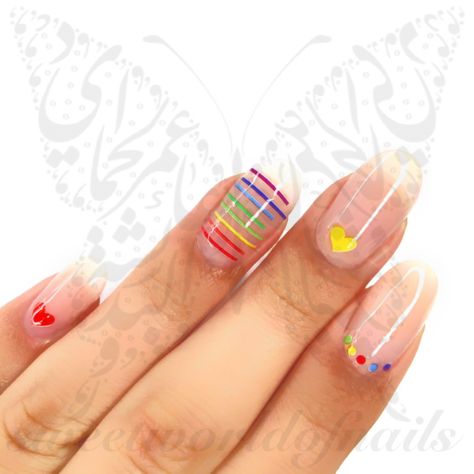 Gay Tattoos, Nail Art Colorful, Rainbow Nail Art, Mens Nails, Tree Nails, Heart Nail, Rainbow Nails, Short Nail Designs, Low Income