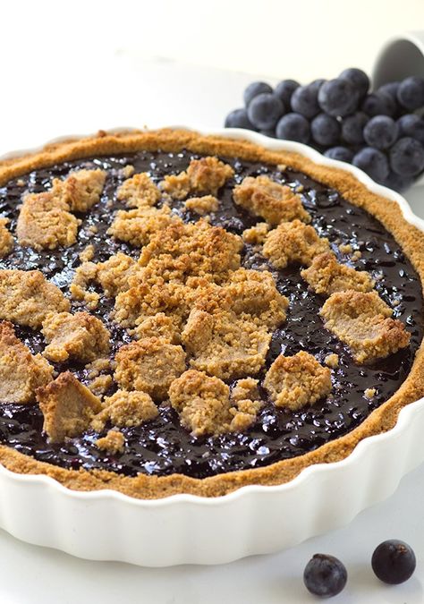 Concord Grape Tart Grape Dessert Recipes, Peanut Butter Cookie Crust, Grape Tart, Butter Cookie Crust, Grape Dessert, Grape Pie, Concord Grapes, Trifle Pudding, Sweet Pies