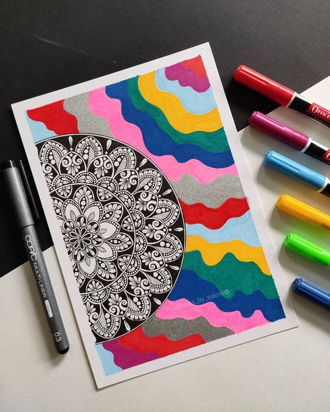 Sheet Drawing, Colour Mandala, Diy Mandala, Mini Mandala, Easy Mandala, Easy Mandala Drawing, Boho Mandala, Mandala Art Therapy, Simple Mandala