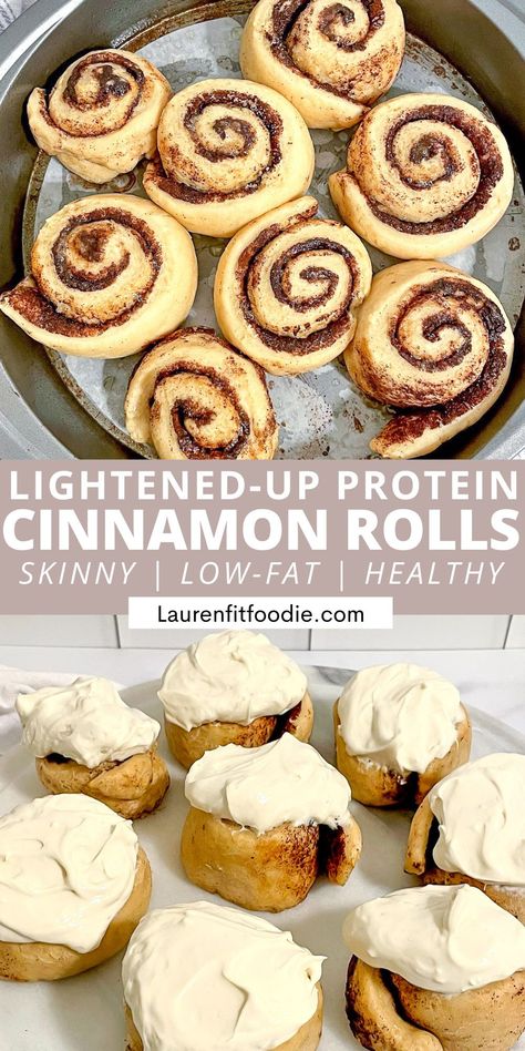 Frosted Cinnamon Rolls, Protein Cinnamon Rolls, Anabolic Diet, Healthy Protein Desserts, Healthy Cinnamon Rolls, Protein Baking, Protein Cake, Protein Treats, Lost 100 Pounds