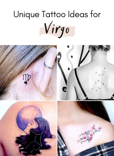 Unique Virgo tattoos from bold to simple, minimalist to out-of-this-world - ourmindfullife.com Finger Tattoos Virgo, Unique Virgo Tattoo Ideas, Virgo Tattoo Ideas, Flower Tattoo On Ribs, Virgo Tattoo Designs, Virgo Constellation Tattoo, Astrology Tattoo, Universe Tattoo, Virgo Tattoo