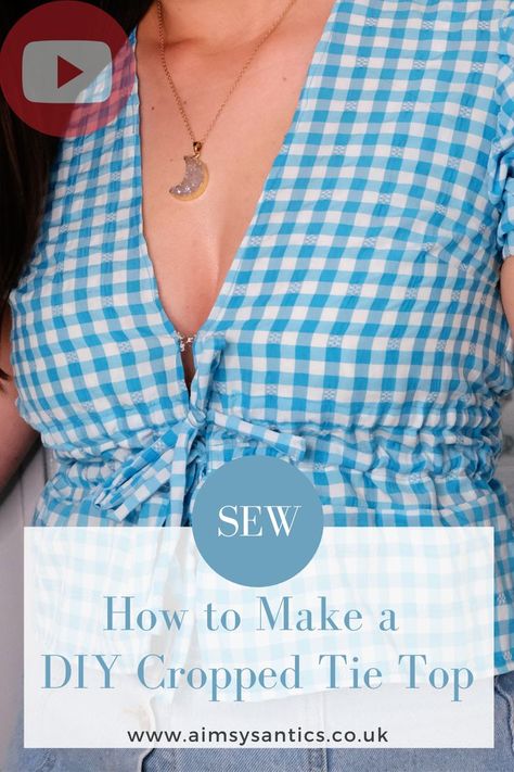 See how to make your own DIY cropped tie front top, in this easy sewing pattern. Features a free sewing pattern 'Elliot top' by Cool Stitches. Cool Stitches, Free Sewing Pattern, Tie Front Top, Easy Sewing Patterns, Front Tie Top, How To Sew, Tie Top, Sewing Patterns Free, Free Sewing