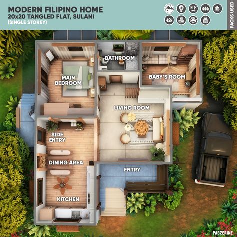 Filipino Home, Sims 4 Houses Layout, The Sims 4 Lots, Sims Freeplay Houses, Small Floor Plans, Little House Plans, Small House Layout, Sims 4 House Plans, Sims 4 House Building