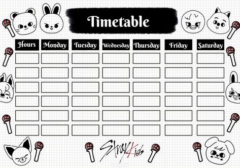 Schedule Timetable, Schedule School, Timetable Template, Flower Crafts Kids, School Timetable, Kpop Diy, Kids Schedule, School Schedule, School Calendar