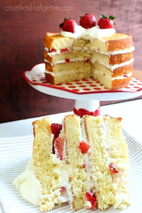 Lemon Strawberry Cake, Lemon Cake Filling, Strawberry Lemon Cake, Marmalade Cake, Lemon Cream Cake, Delish Cakes, Strawberry Cake Easy, Healthy Cakes, Moist Lemon Cake