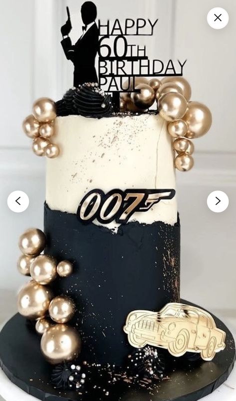 James Bond Cake, James Bond Party, 30th Birthday Themes, James Bond Theme, Fathers Day Cake, 40th Birthday Cakes, Happy 60th Birthday, 50th Party, New Cake