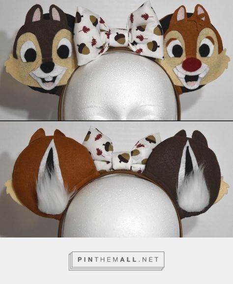 Chip and Dale Mickey Ears #diy #mickeyears #disney #minnieears #disneyears #craft #disneycraft Diy Mickey Mouse Ears, Micky Ears, Diy Disney Ears, Disney Ears Headband, Disney Diy Crafts, Disneyland Ears, Diy Mickey Ears, Disney Mouse Ears, Disney Headbands