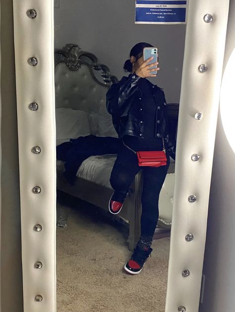 Bred Jordan 1 Outfit Women, Bred Patent 1s Outfit, Red 1s Outfit, Jubilee 11s Outfit Women, Patent Bred 1s Outfit Girl, Casual College Outfits Black, Jordan 1 Patent Bred Outfit, Jordan Outfit Black Women, Outfit With Jordan 1 Women