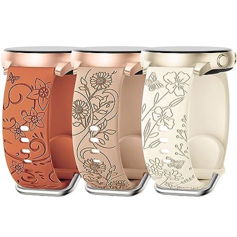 3 Pack Flower Engraved Bands Compatible with Samsung Galaxy Watch 6/5/4 Band 40mm 44mm,galaxy Watch 5 Pro 45mm,galaxy active 2,Galaxy Watch 3,20mm Soft Silicone Replacement Sport Watch Strap for Women Galaxy Watch 5 Pro, Samsung Galaxy Watch, Pink Sand, Sport Watches, Milk Tea, Watch Strap, Smartwatch, Soft Silicone, Watch Bands