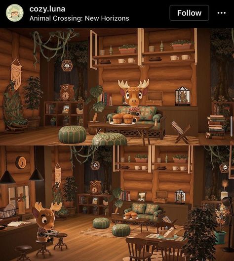 Acnh Log Cabin, Acnh Western, Acnh Builds, Acnh Interior, Animale Crossing, Retro Cabin, Acnh House, Cozy Winter Cabin, Log Home Kitchens