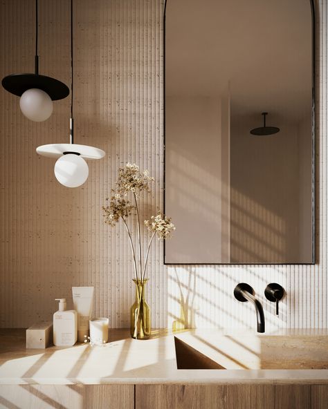 Modern Mediterranean Bathroom, Dark Home Aesthetic, Apartment Barcelona, Toto Bathroom, Spain Architecture, Mediterranean Bathroom, Modern Mountain House, Barcelona Apartment, White Bathroom Tiles