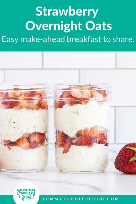 With under 10 minutes of prep time, these Strawberry Overnight Oats are a nutritious breakfast to share with the kids. They work for babies, toddlers, and big kids in a bowl or a pouch. Strawberry Overnight Oats Recipe, Eggs Muffins, Blw Ideas, Strawberry Overnight Oats, Toddler Foods, Kid Meals, 2023 Recipes, Toddler Recipes, Banana Overnight Oats