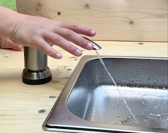 Outdoor Play Mud Kitchen for Kids, Children's Double Sink Sensory Table, Montessori Working Water Faucet, Functional Wooden Educational Toy - Etsy Kitchen For Kids, Mud Kitchen For Kids, Wooden Educational Toys, Sensory Table, Mud Kitchen, Water Faucet, Kids Kitchen, Double Sink, Outdoor Play