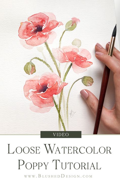 Follow this tutorial to easily learn to paint loose watercolor flowers — specifically: watercolor poppies! Follow along with this loose watercolor poppy tutorial in order to create your own abstract watercolor flowers #loosewatercolorflowers #watercolortechniques How To Watercolor Flowers, Poppy Flower Watercolor, Flowers With Watercolor, Flower Art Watercolor, Abstract Watercolor Flowers, Poppy Tutorial, How To Watercolor, Abstract Watercolor Flower, Loose Watercolor Flowers