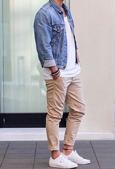 Mens Clothing Styles Formal, Mens Clothing Styles Summer, Denim Jacket Men Outfit, Mens Clothing Styles Streetwear, Nike Air Force 1 Outfit, Mens Vest Fashion, Outfit Hombre, High Fashion Men, Joggers Outfit