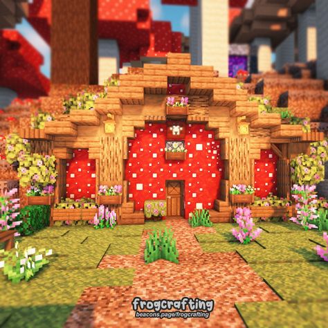 ♡ frogcrafting ♡ / It took me only 14 streams but I finally made a... Minecraft Hobbit Hole, Mushroom Island, Minecraft Bases, Minecraft Mushroom, Building Minecraft, Modded Minecraft, Cottagecore Minecraft, Minecraft Village, Minecraft Houses Survival