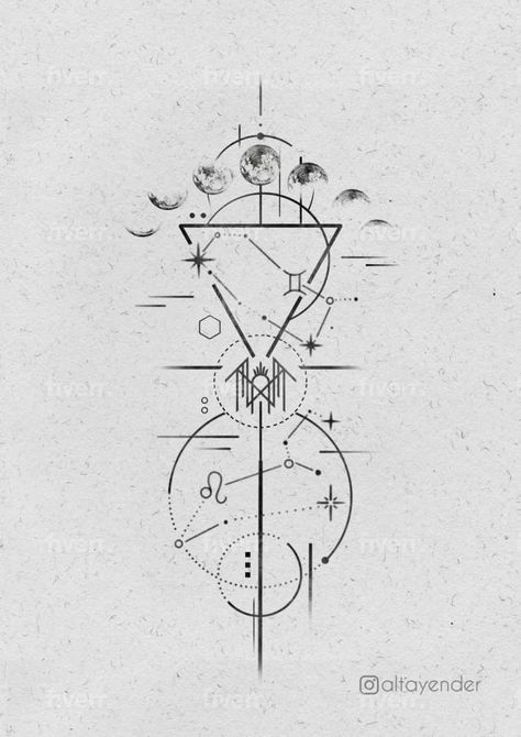 geometric tattoo design Abstract Moon Tattoo, Tattoo Lines, Black And White Tattoo, Line Tattoo Ideas, Abstract Tattoos, Moon Phases Tattoo, Single Line Tattoo, Geometric Tattoo Design, Tattoo Fails